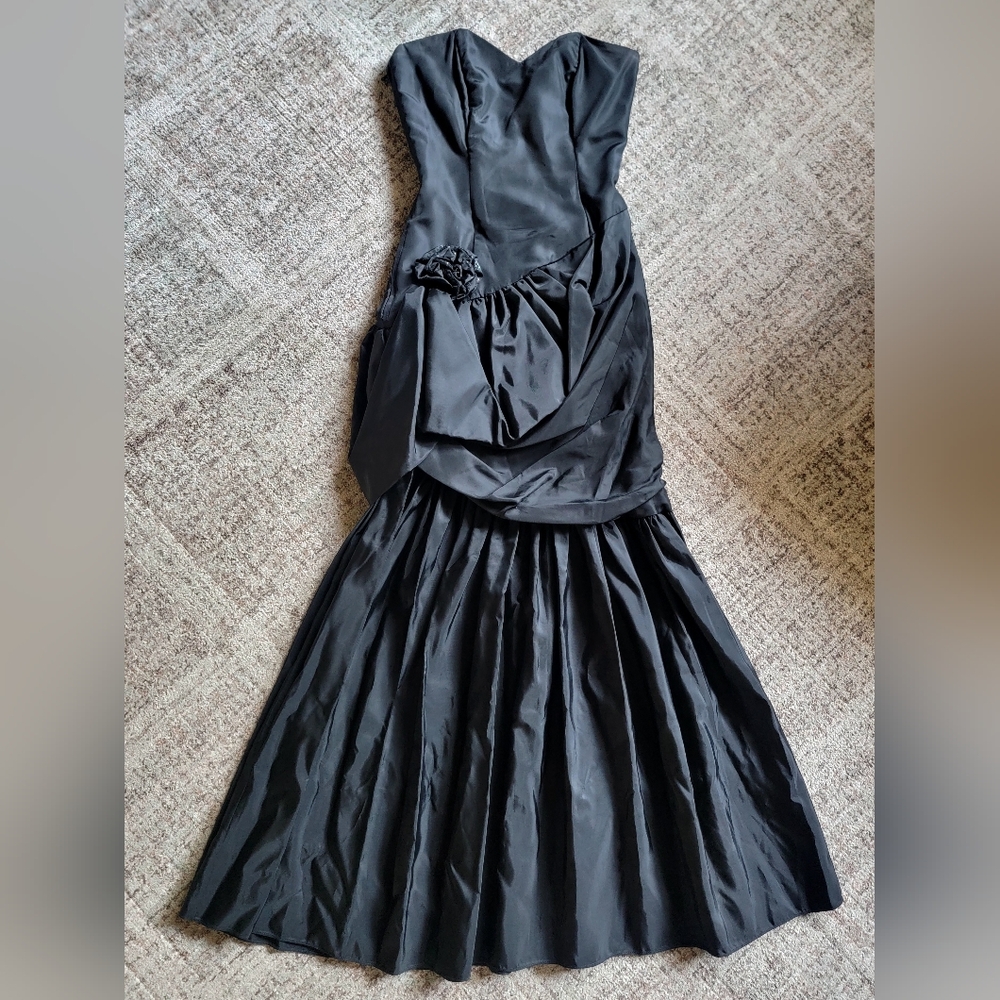 Vintage Gunne Sax Strapless Sweetheart Neck Drop Waist Draped Mermaid Gown Sz 0 - Picture 2 of 12